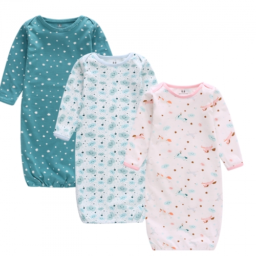 Miracle Baby® 3 件裝嬰兒睡衣棉質嬰兒睡衣，長袖睡袋，適合新生男孩女孩 0-6 個月
